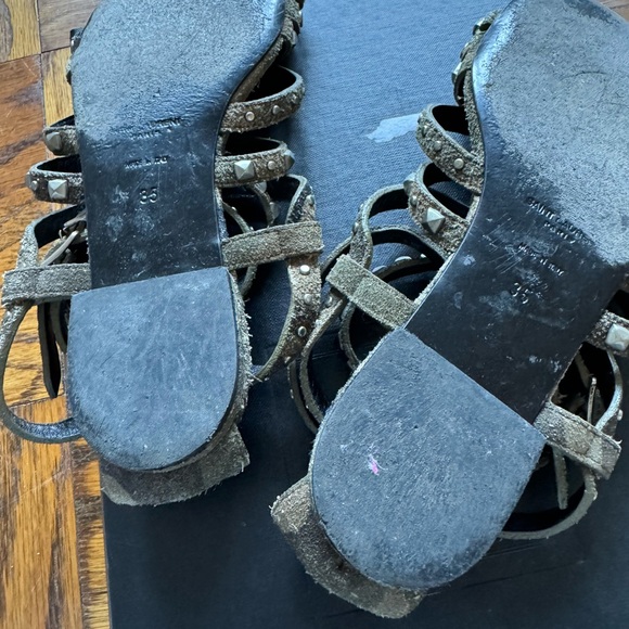 Yves Saint Laurent studded suede gladiator sandals, camo, size 5 - Picture 6 of 10